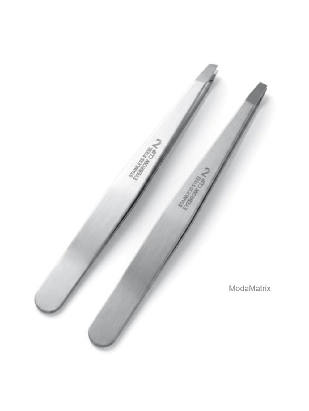 430 Stainless Steel Tweezers Set Slant Flat Tip Precision Eyebrow